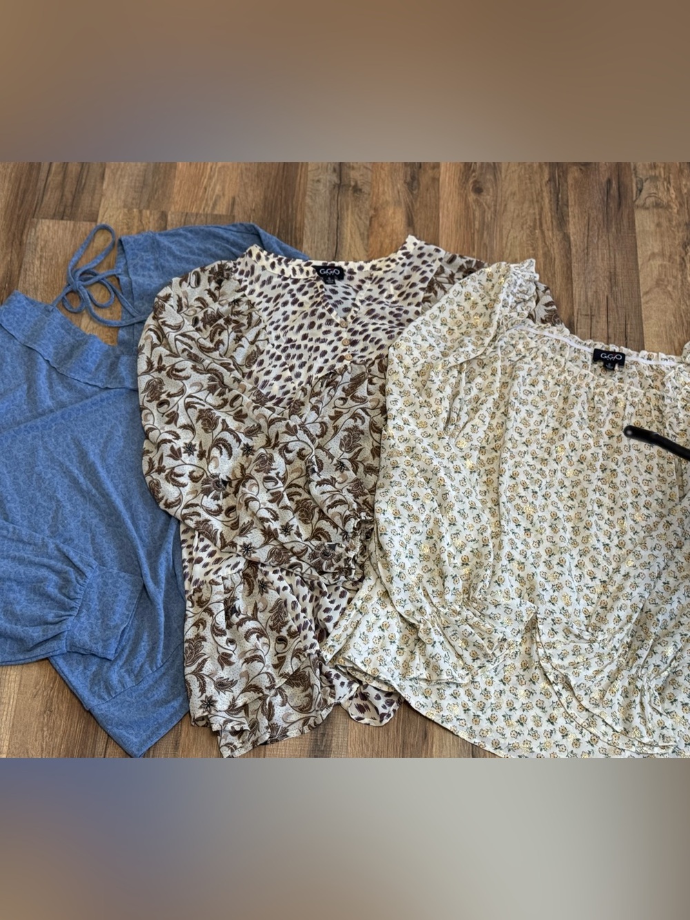 Gigio Boutique Blouse Bundle | Boho Floral Ditsy Peasant All 3 Oversized Smalls